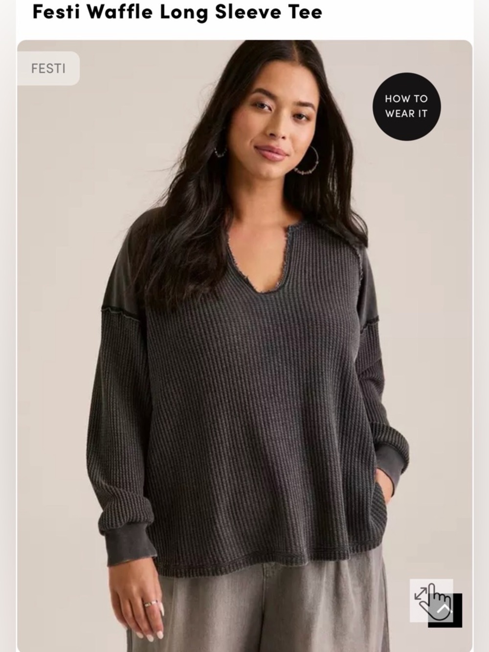 ❌Sold❌ Festi waffle long sleeve tee deep black size 00 NWT!
